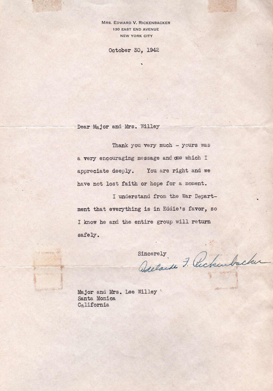 October 30, 1942, Letter from Adelaide Rickenbacker